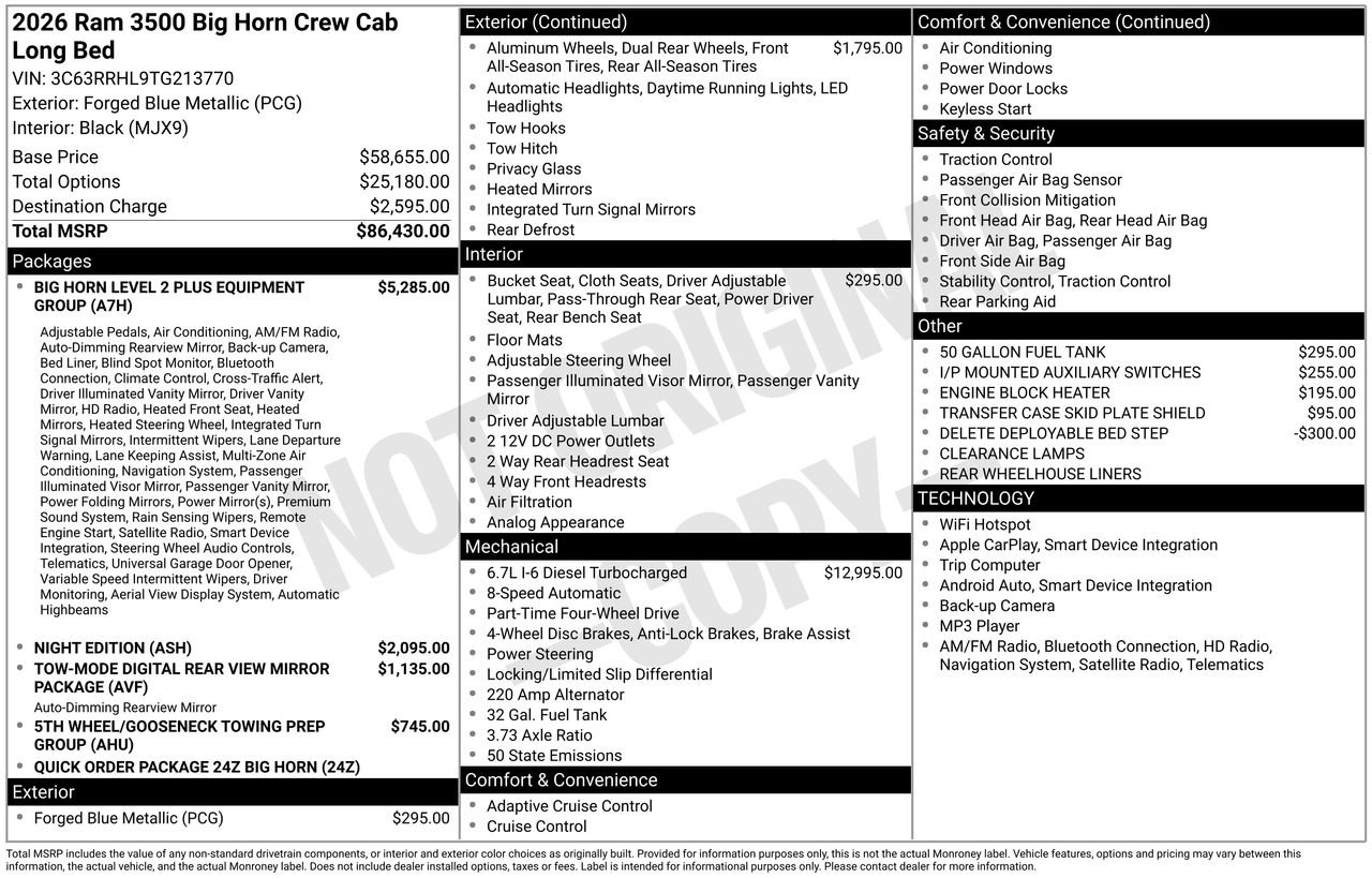 New 2026 RAM 3500 Big Horn AWD/4WD image 31