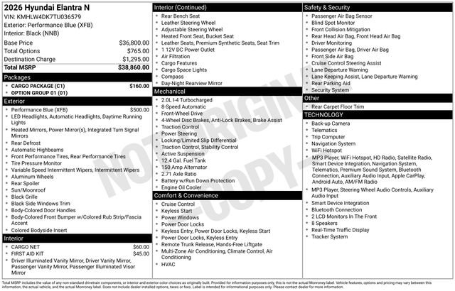 Used 2026 Hyundai Elantra N w/ Cargo Package FWD image 20