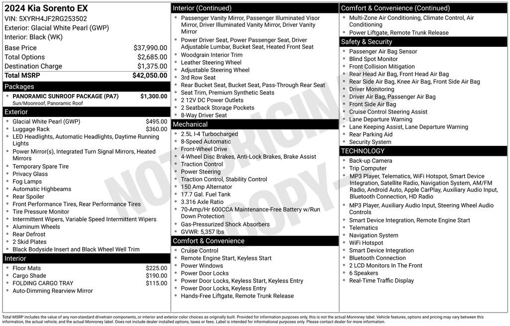 Used 2024 Kia Sorento EX w/ Panoramic Sunroof Package FWD image 38