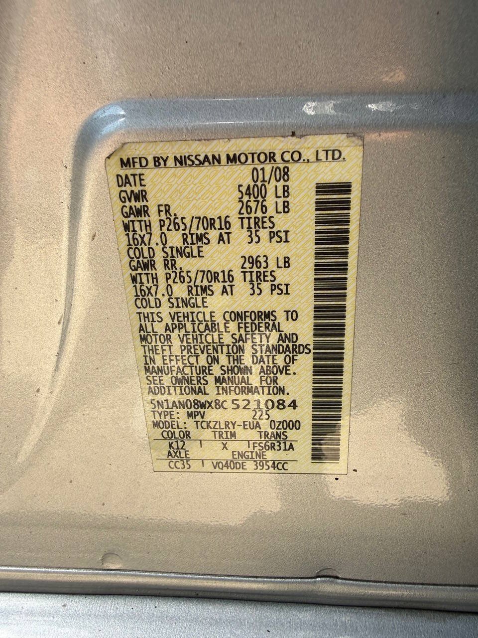 Used 2008 Nissan Xterra S w/ Supplemental Air Bag Pkg AWD/4WD image 27