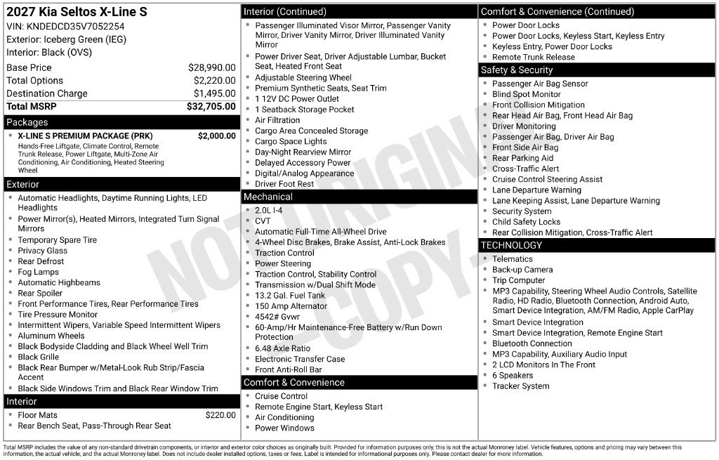 New 2027 Kia Seltos X-Line S w/ X-Line S Premium Package AWD/4WD image 6