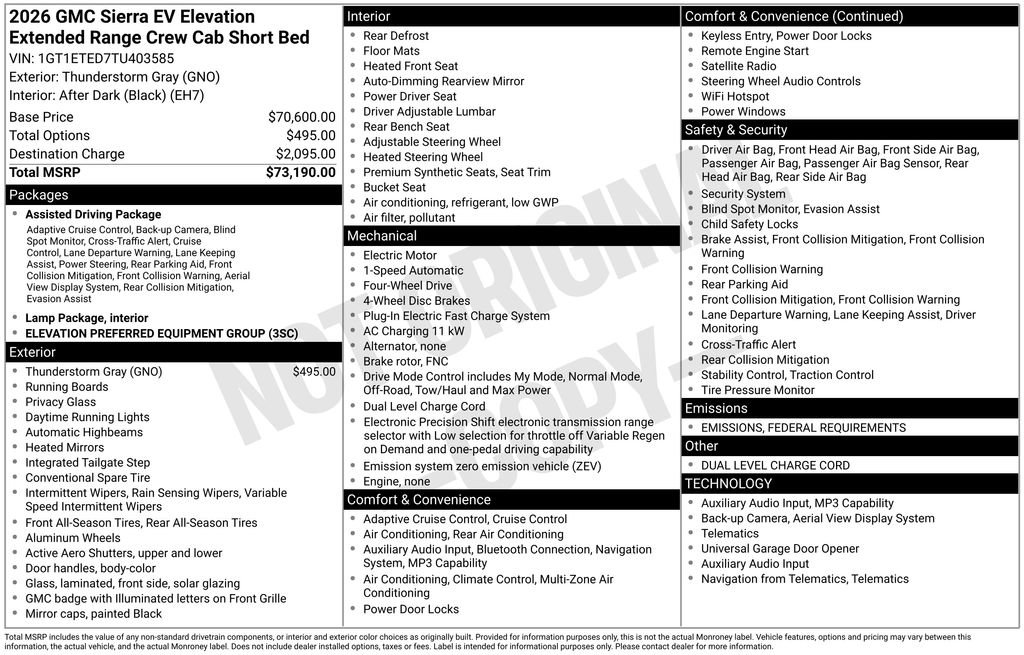 New 2026 GMC Sierra EV Elevation image 4