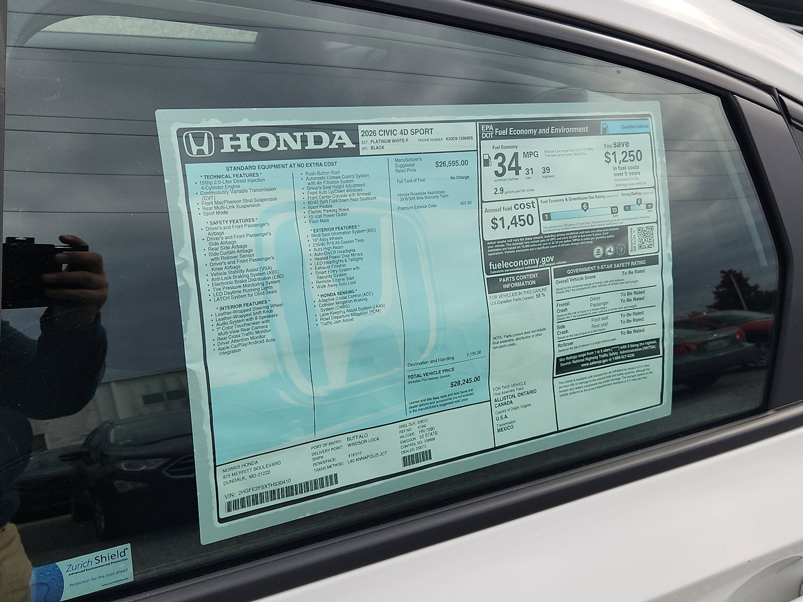 New 2026 Honda Civic Sport image 17