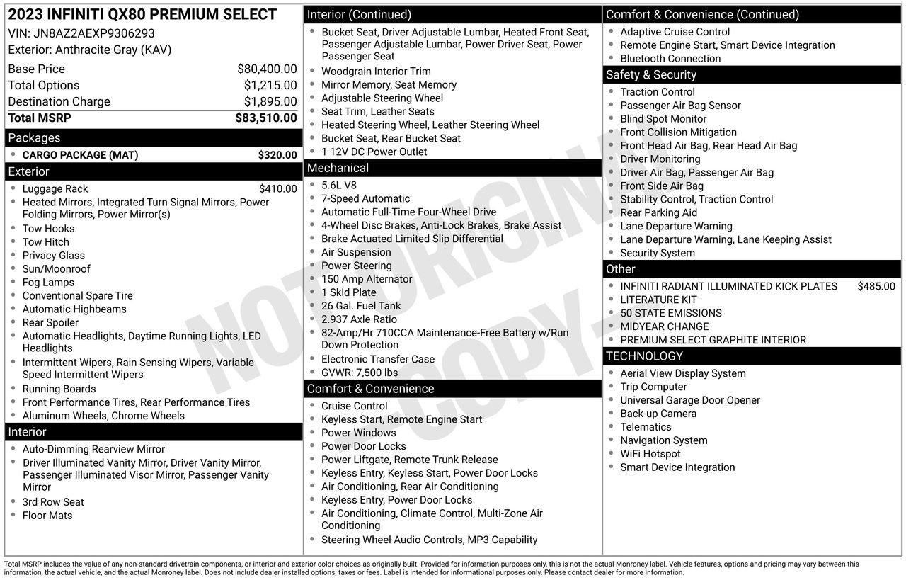 Certified 2023 INFINITI QX80 Premium Select w/ Cargo Package AWD/4WD image 31