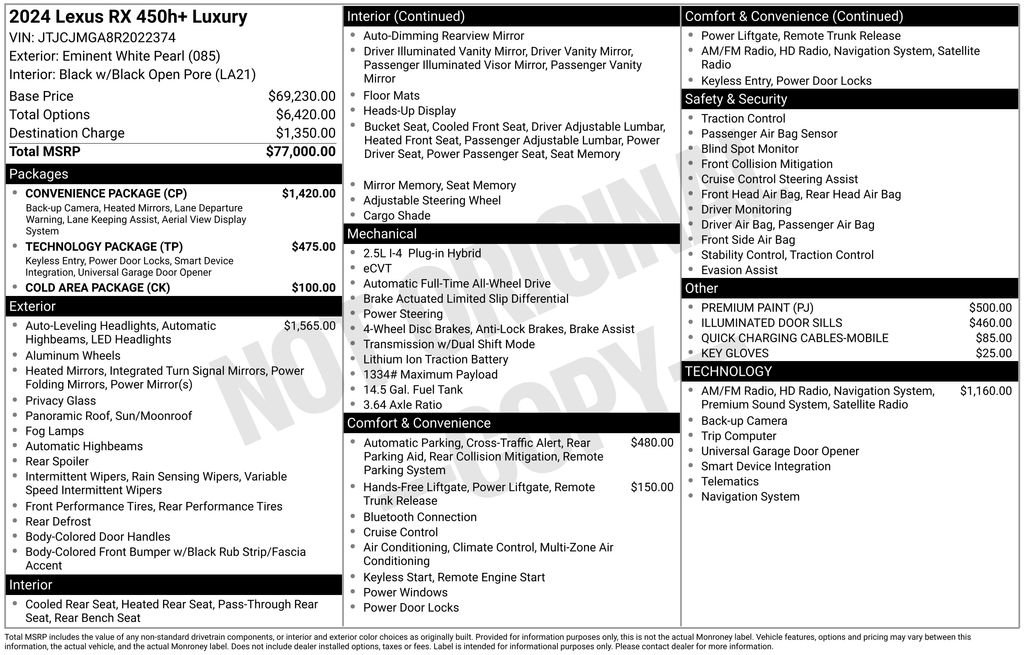 Used 2024 Lexus RX 450h AWD w/ Convenience Package image 3