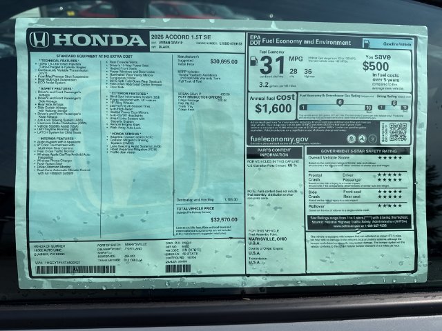New 2026 Honda Accord SE image 33