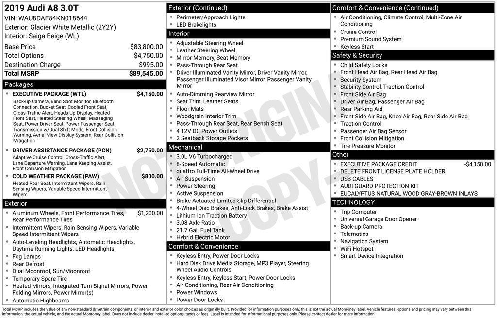 Used 2019 Audi A8 L 3.0T w/ Executive Package image 5