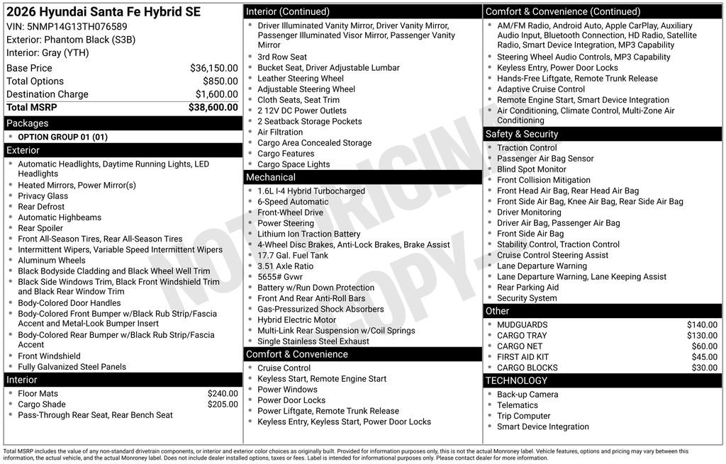 New 2026 Hyundai Santa Fe SE image 3
