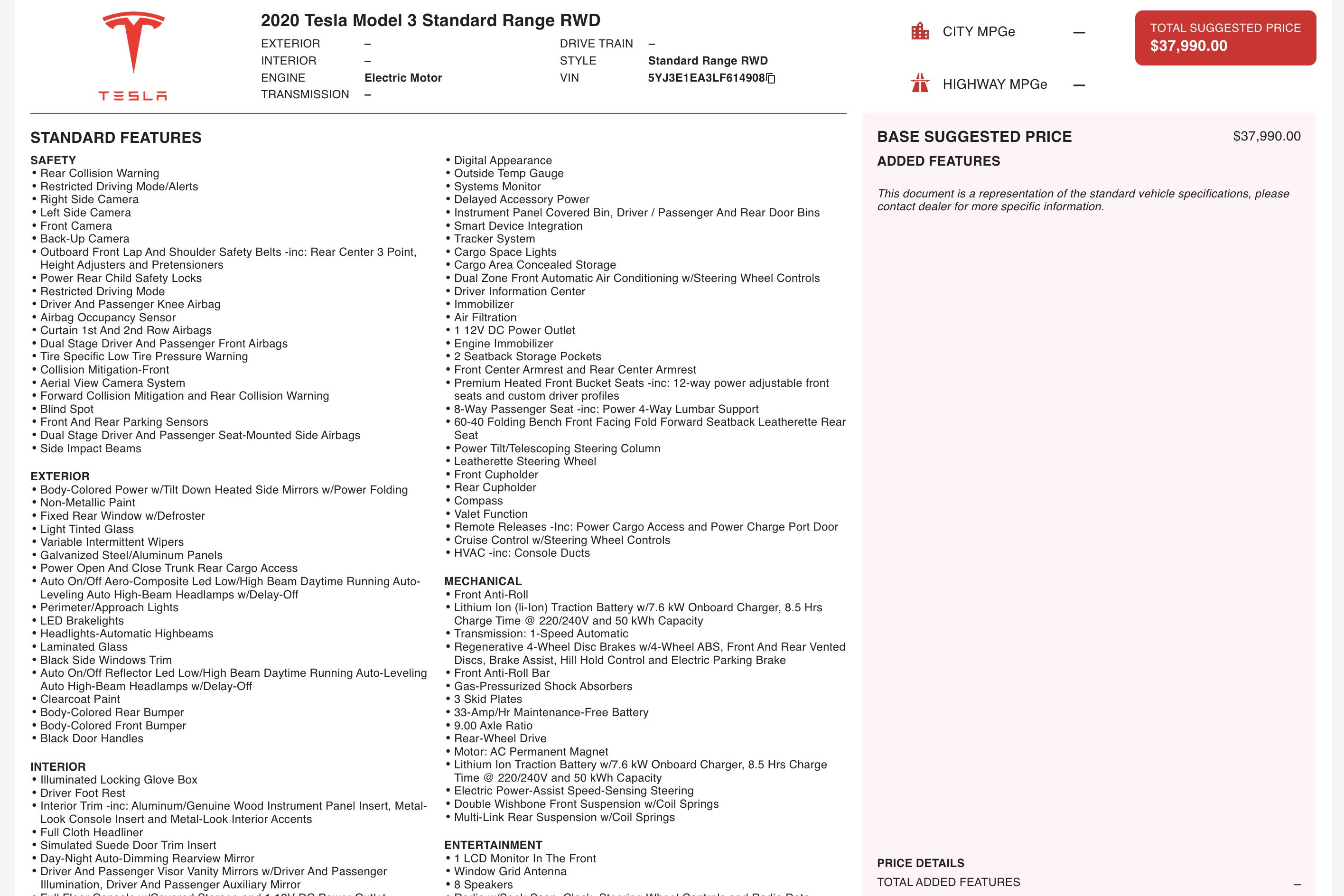 Used 2020 Tesla Model 3 Standard Range Plus image 2
