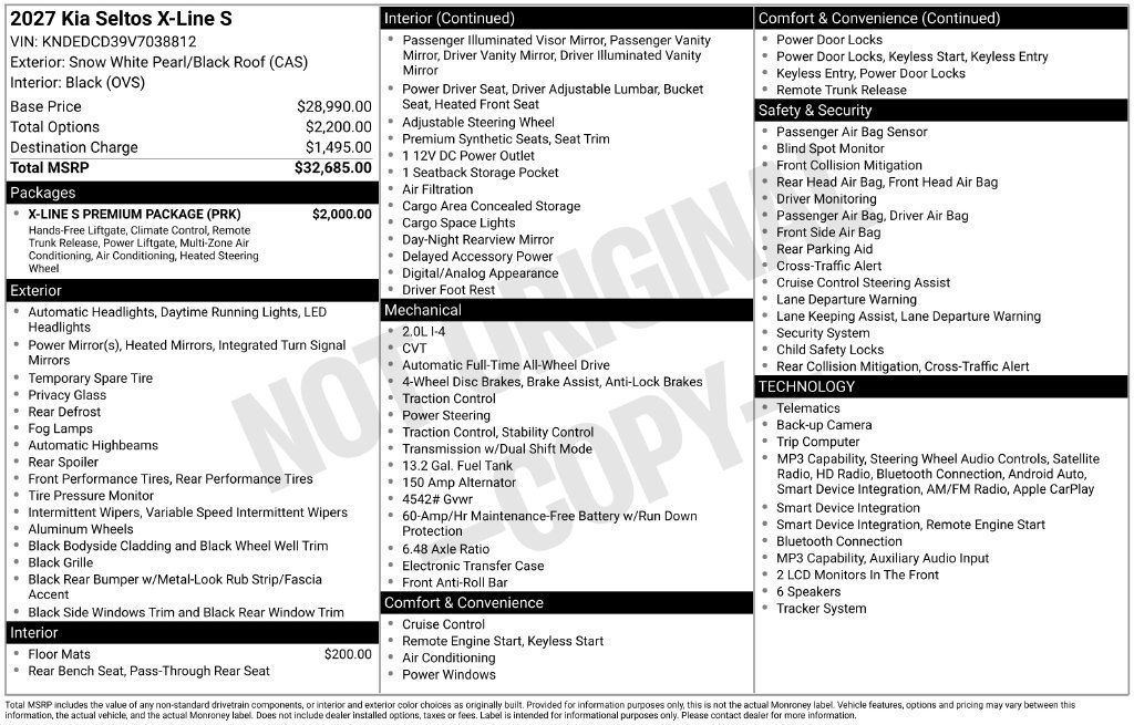 New 2027 Kia Seltos X-Line S w/ X-Line S Premium Package AWD/4WD image 31