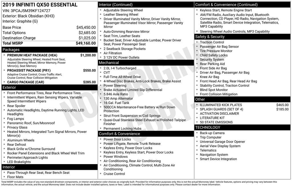 Used 2019 INFINITI QX50 Essential w/ Premium Heat Package image 37