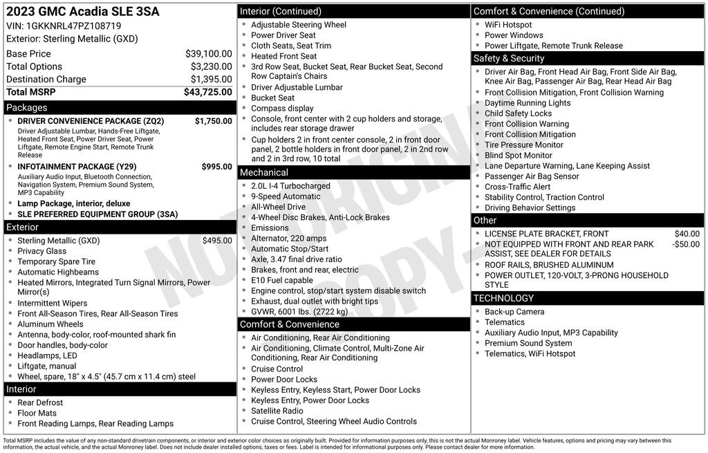 Certified 2023 GMC Acadia SLE w/ Driver Convenience Package AWD/4WD image 34