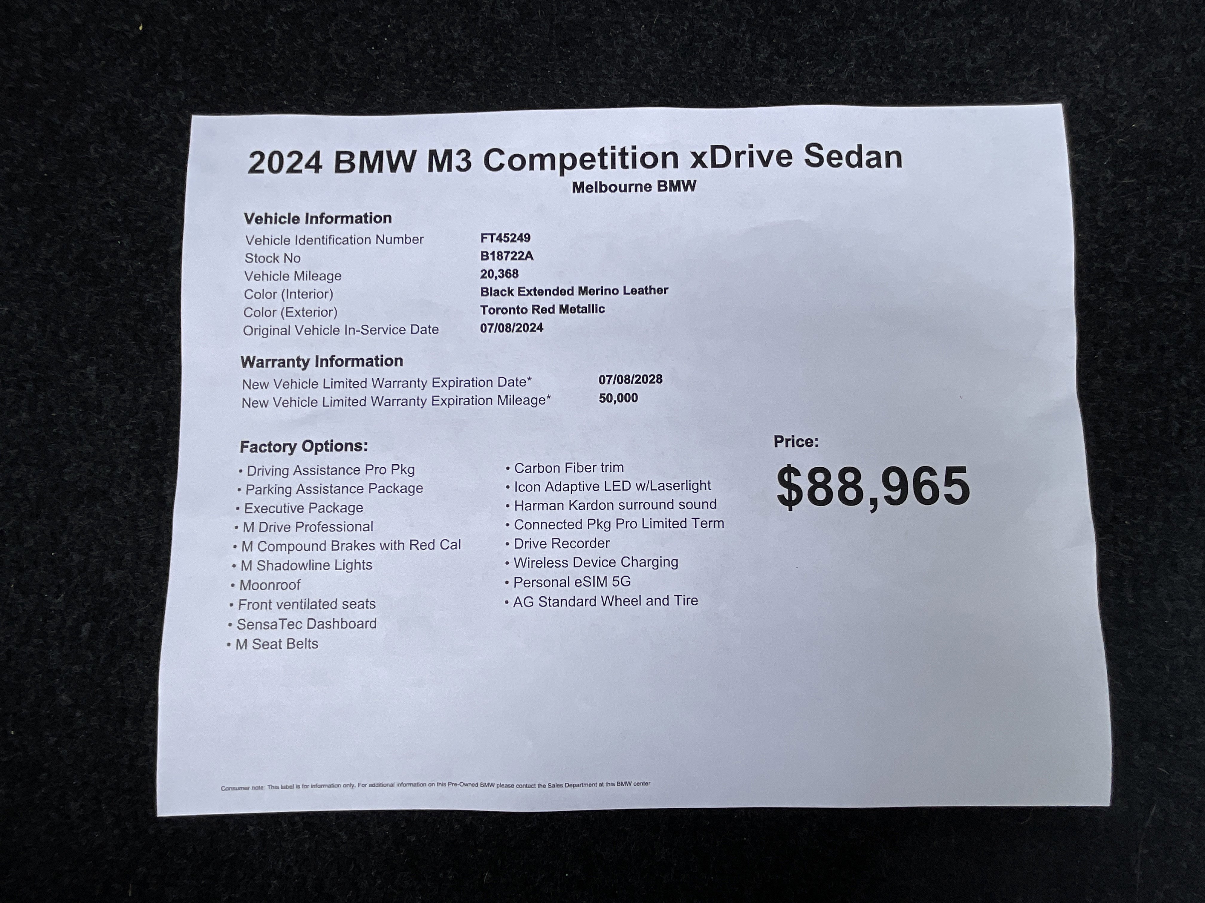 Used 2024 BMW M3 Competition w/ Executive Package image 37