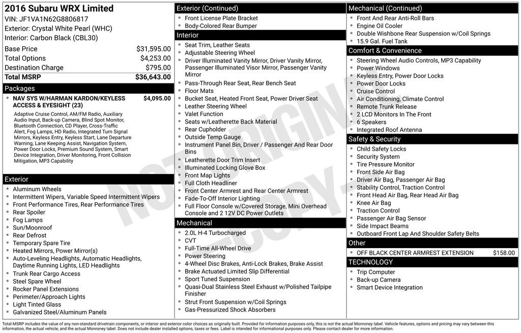 Used 2016 Subaru WRX Limited image 19