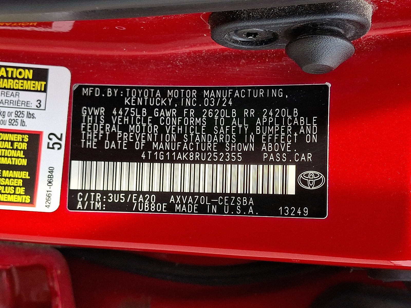 Certified 2024 Toyota Camry SE FWD image 26