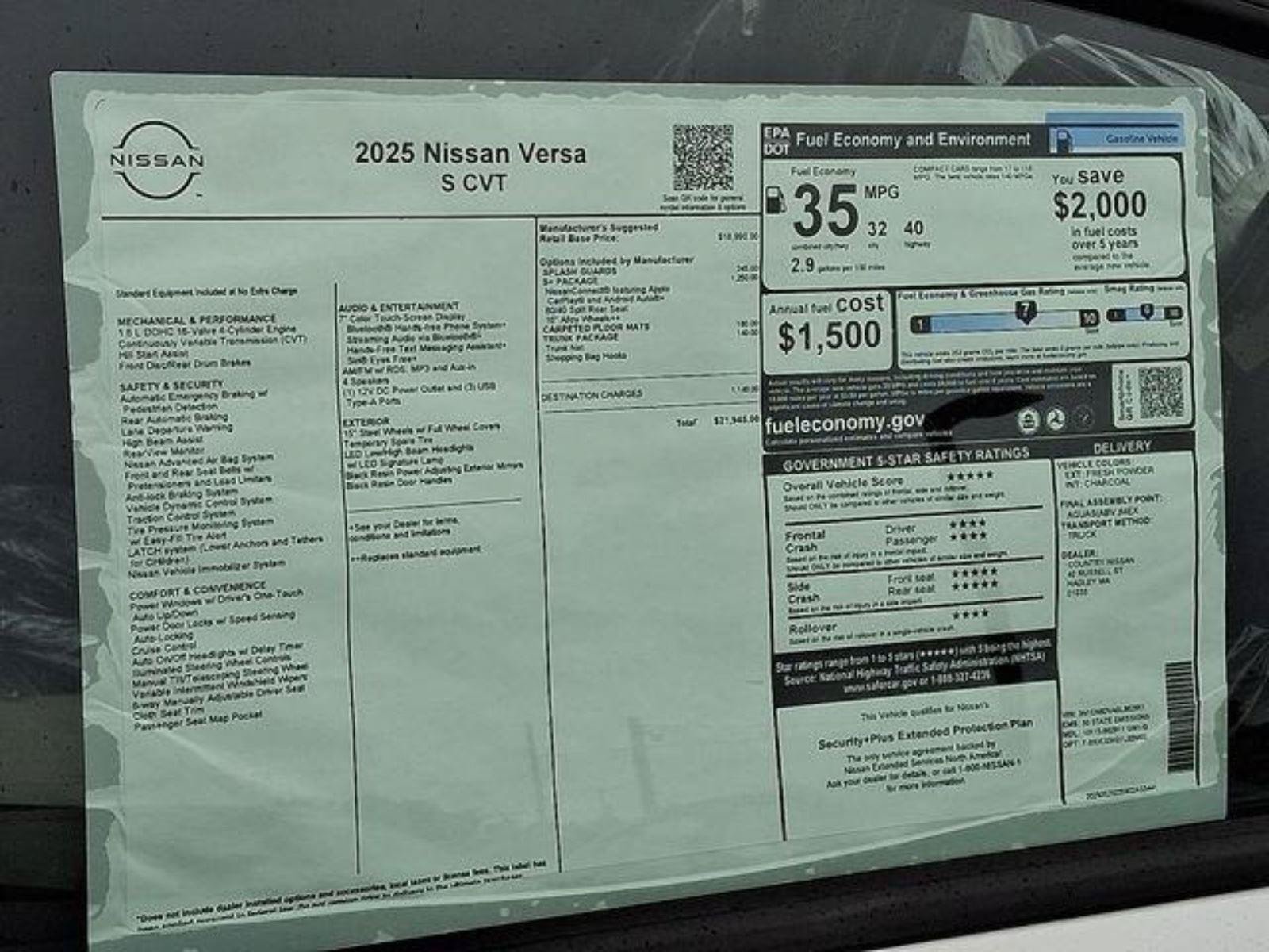 New 2025 Nissan Versa S w/ S Plus Package FWD image 18
