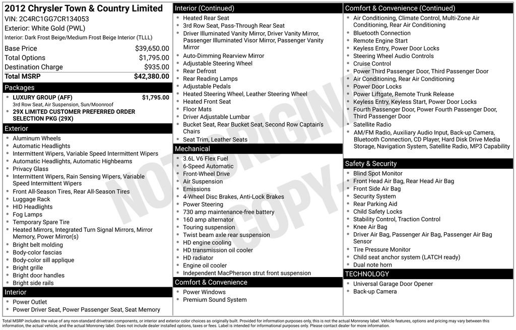 Used 2012 Chrysler Town & Country Limited w/ Luxury Group image 9