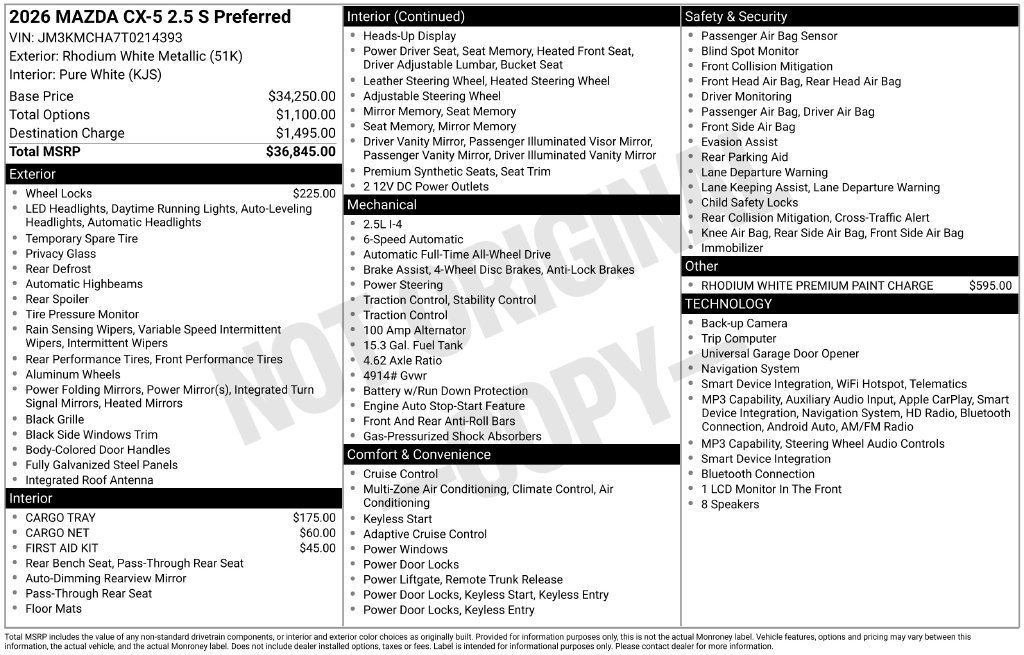 New 2026 MAZDA CX-5 Preferred AWD/4WD image 33