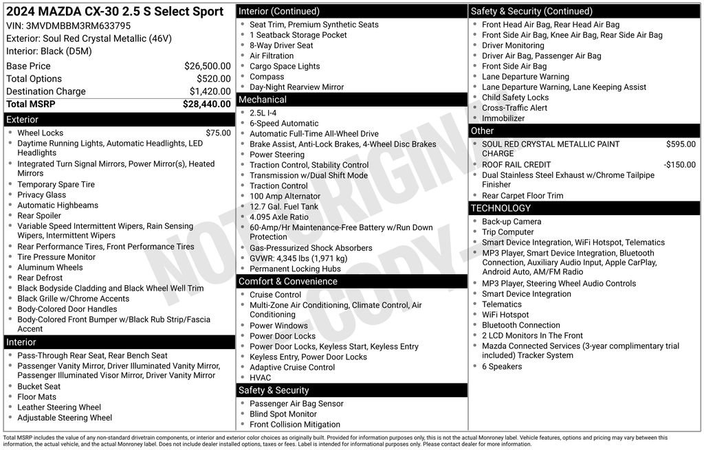 Used 2024 MAZDA CX-30 AWD 2.5 S w/ Select Sport Pkg image 6