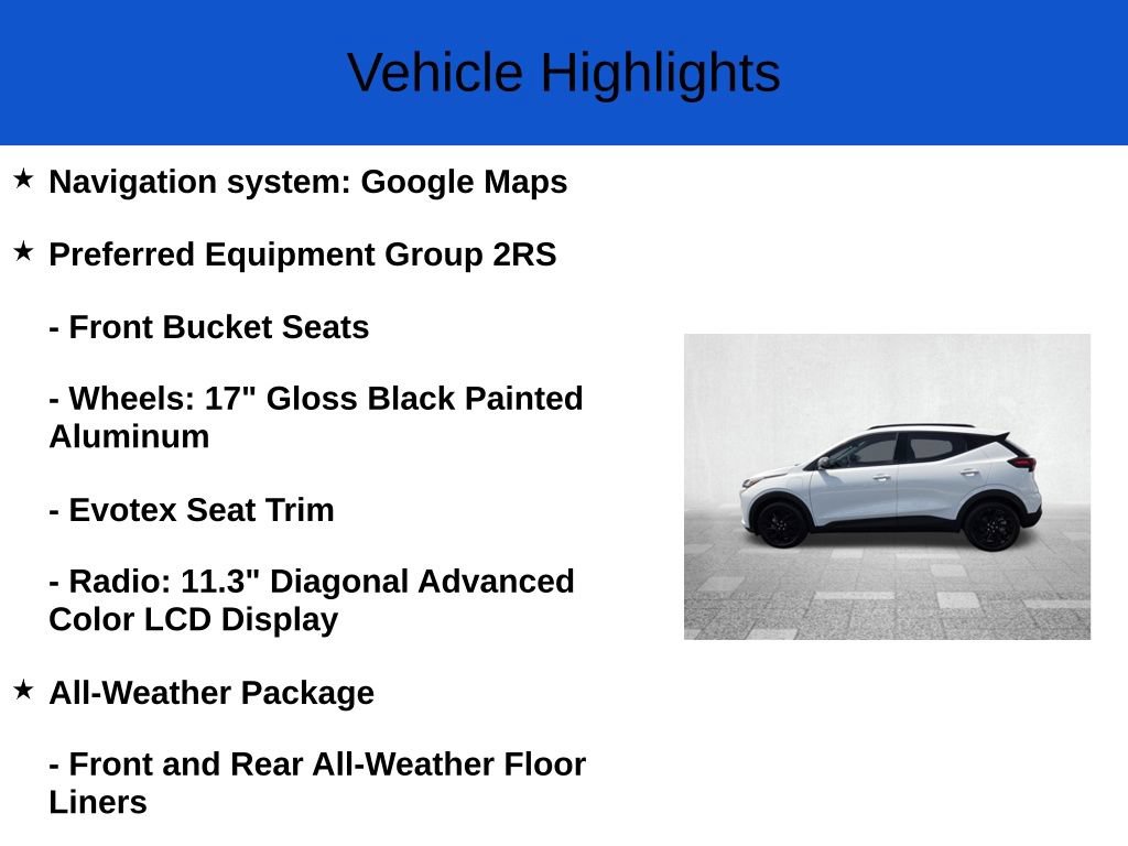 New 2027 Chevrolet Bolt RS w/ LPO, All-Weather Package FWD image 2