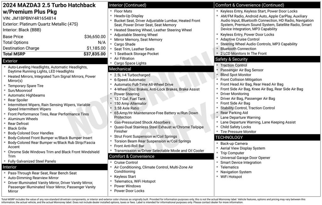 Used 2024 MAZDA MAZDA3 Hatchback w/Premium Plus Pkg image 12