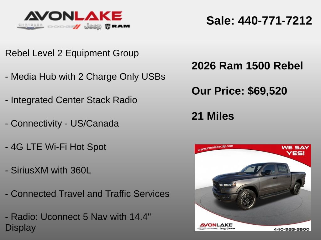 New 2026 RAM 1500 Rebel w/ Rebel Level 2 Equipment Group image 37