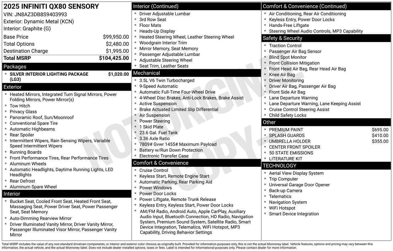 Certified 2025 INFINITI QX80 Sensory image 35