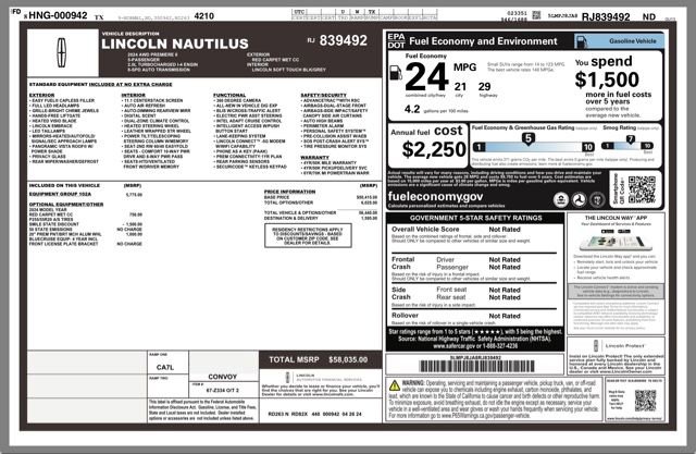 Used 2024 Lincoln Nautilus Premier w/ Equipment Group 102A AWD/4WD image 30