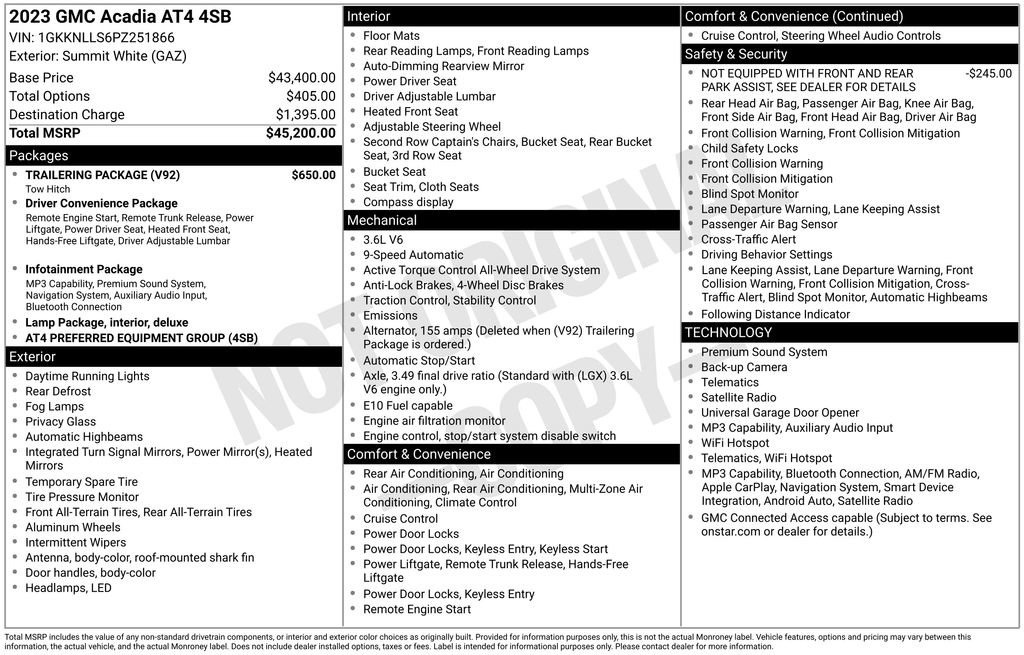 Used 2023 GMC Acadia AT4 w/ Trailering Package AWD/4WD image 37
