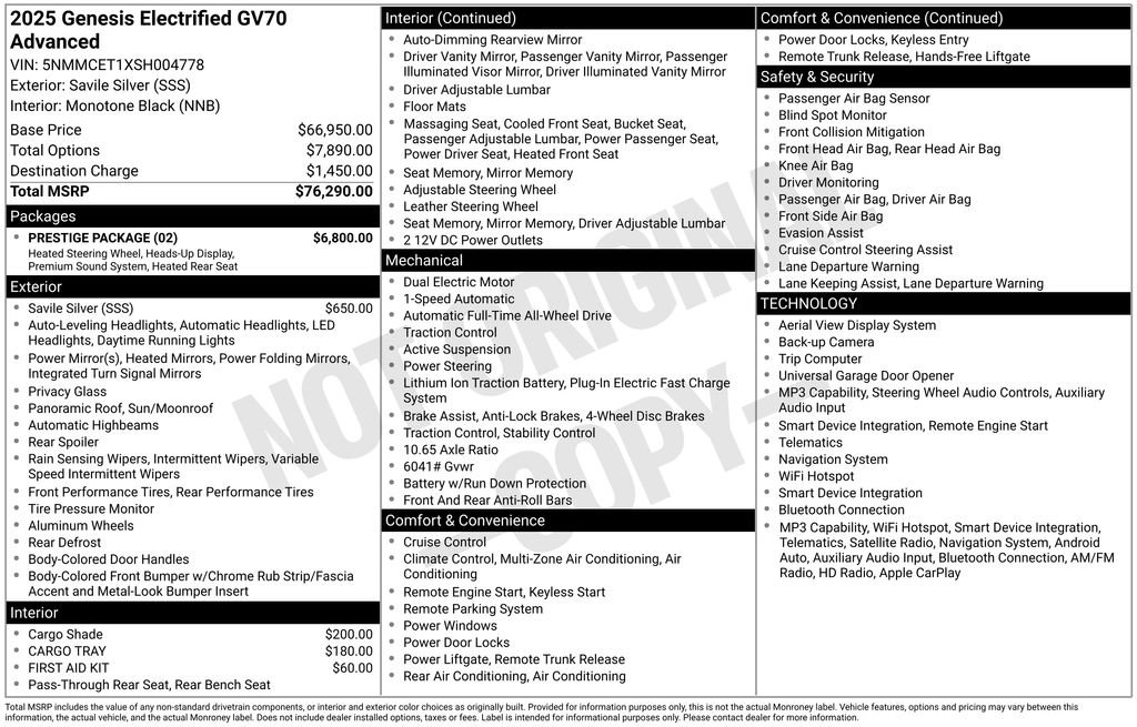 New 2025 Genesis Electrified GV70 w/ Prestige Package AWD/4WD image 16