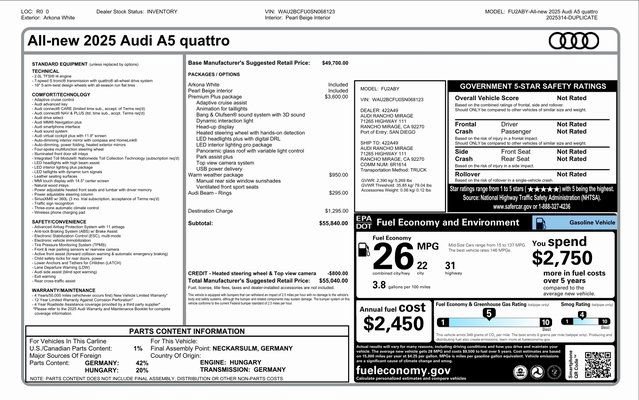 New 2025 Audi A5 2.0T Premium Plus AWD/4WD image 31
