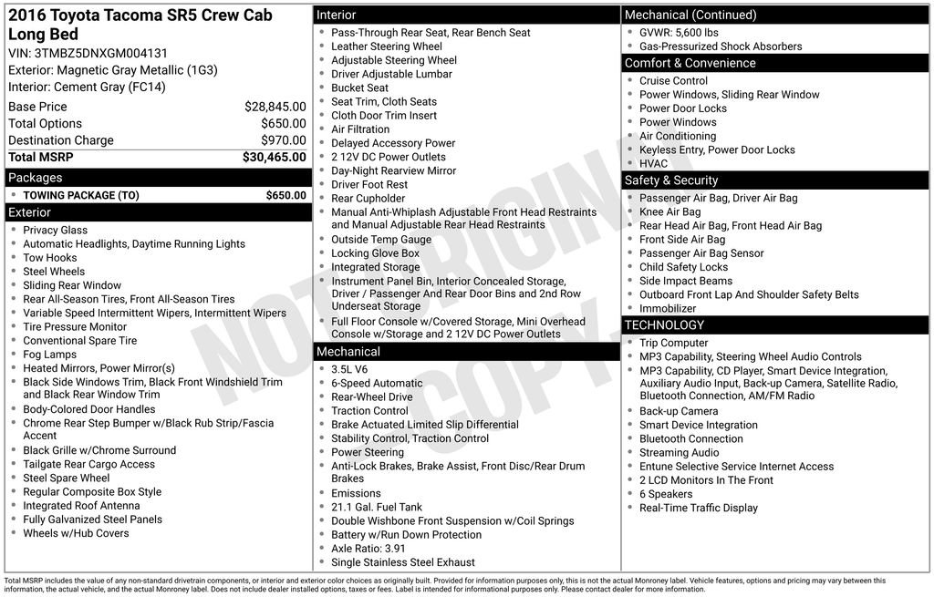 Used 2016 Toyota Tacoma SR5 w/ Towing Package RWD image 39
