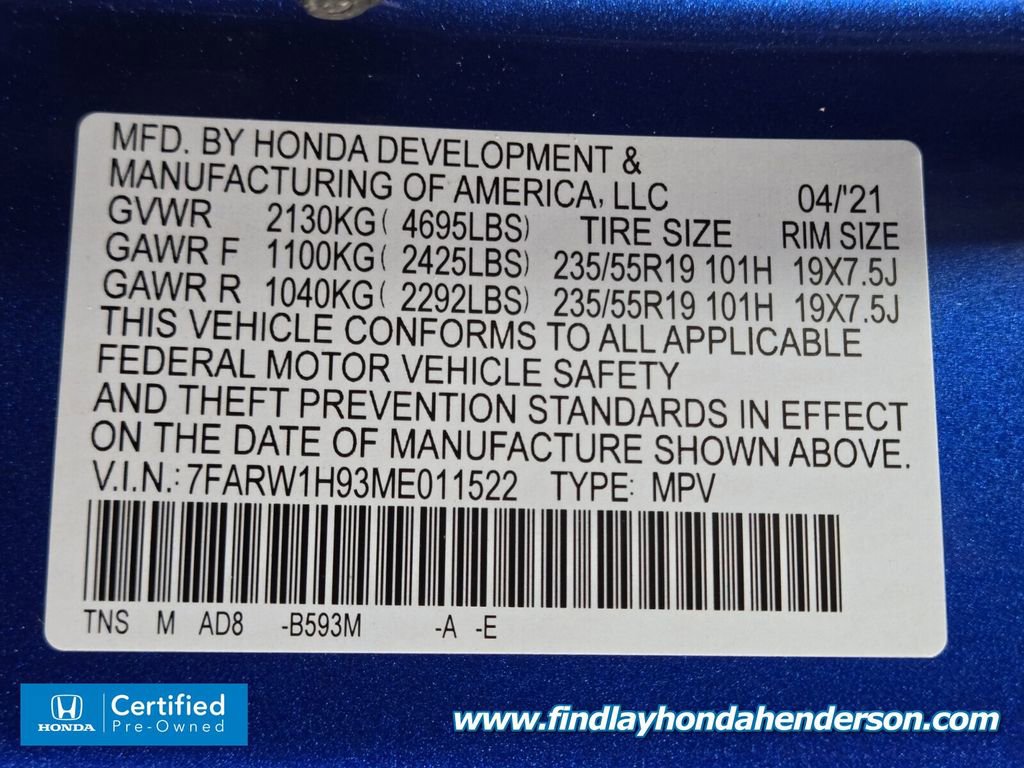 Certified 2021 Honda CR-V Touring image 14