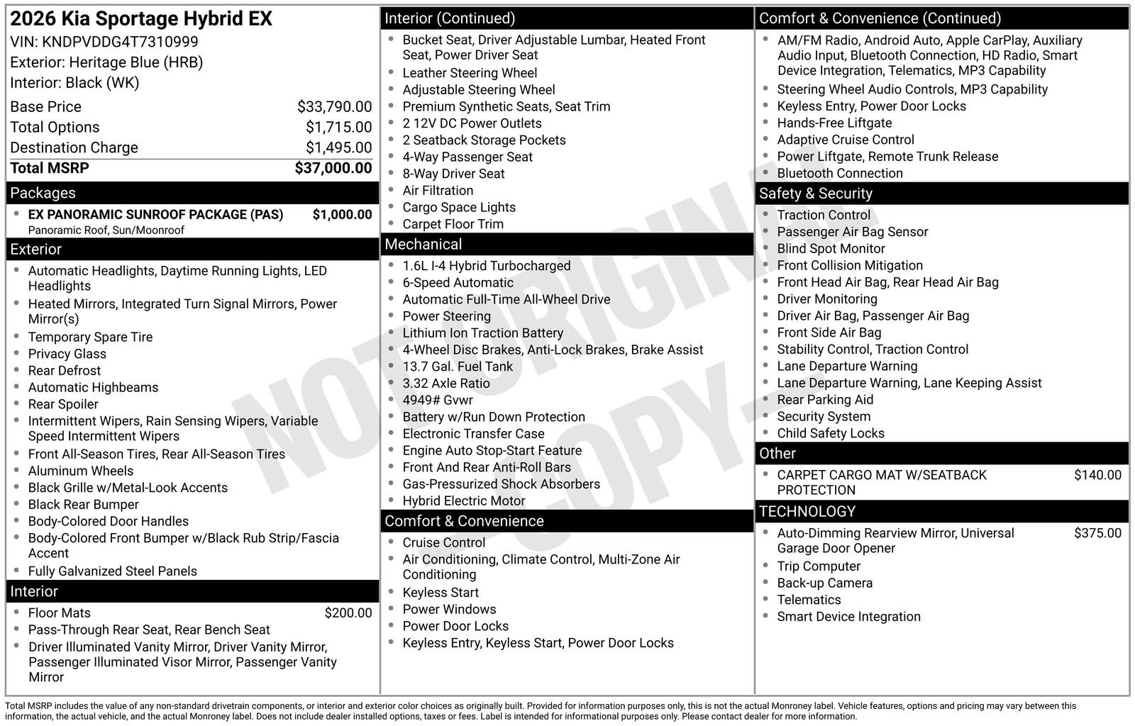 New 2026 Kia Sportage EX w/ EX Panoramic Sunroof Package image 32