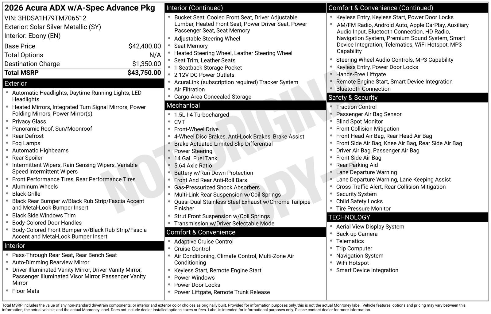 New 2026 Acura ADX A-Spec w/ Advance Package FWD image 4