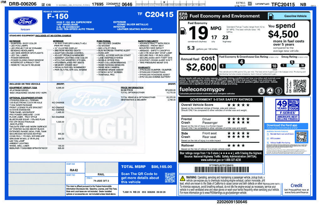 New 2026 Ford F150 Platinum w/ Equipment Group 702A High AWD/4WD image 23