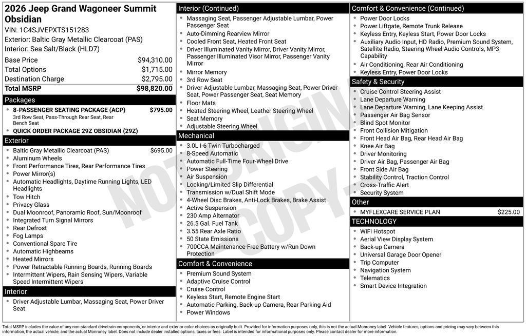New 2026 Jeep Grand Wagoneer Summit w/ 8-Passenger Seating Package AWD/4WD image 7
