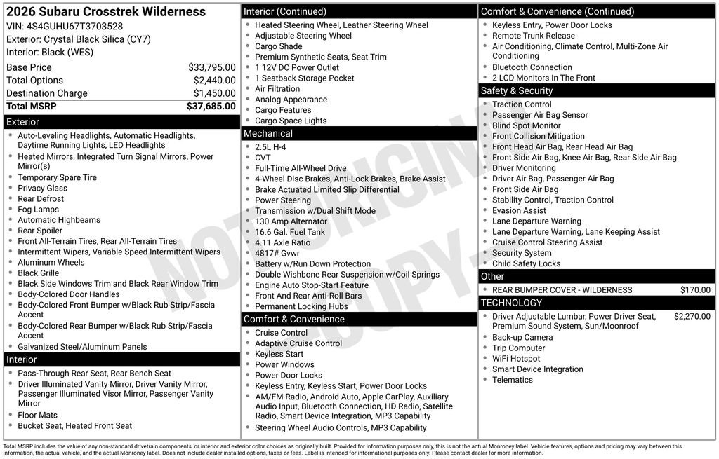 Certified 2026 Subaru Crosstrek 2.5i Wilderness AWD/4WD image 41