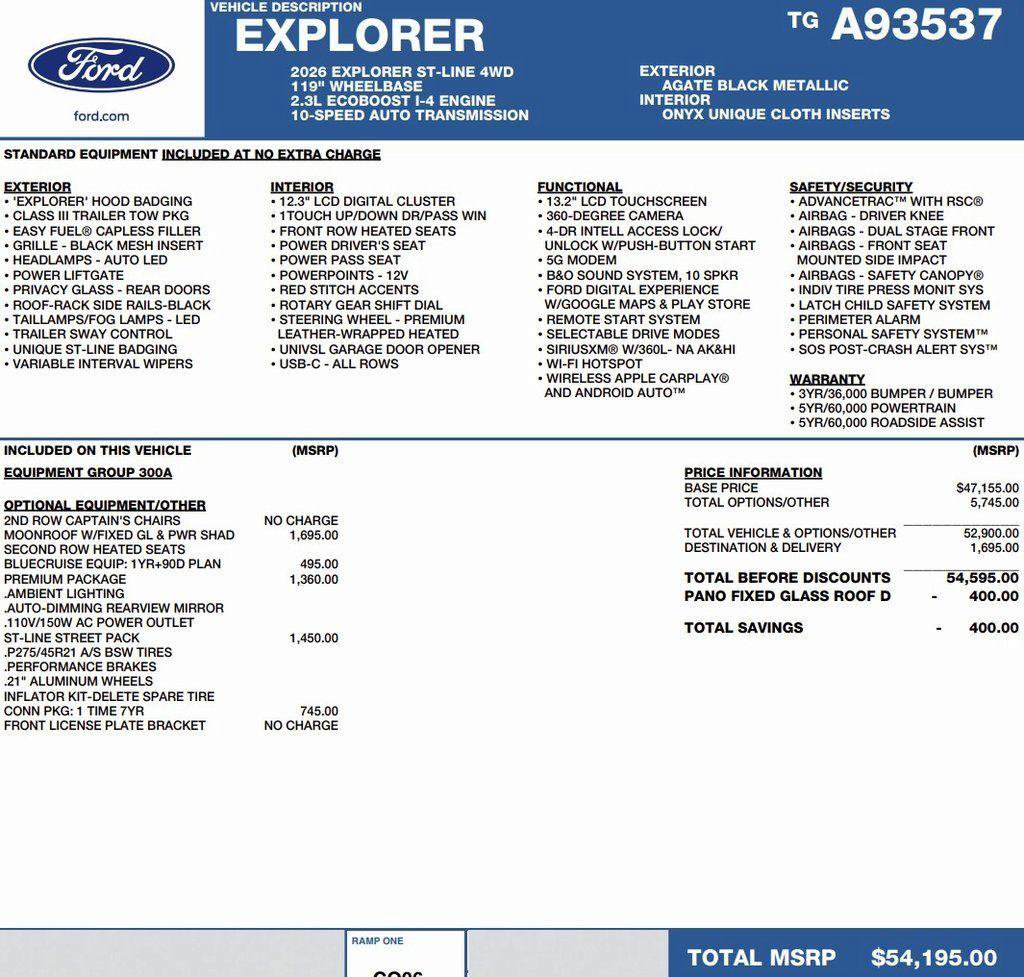 New 2026 Ford Explorer ST-Line w/ ST-Line Street Pack image 2