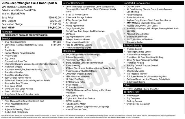 New 2024 Jeep Wrangler Sport S 4xe image 27