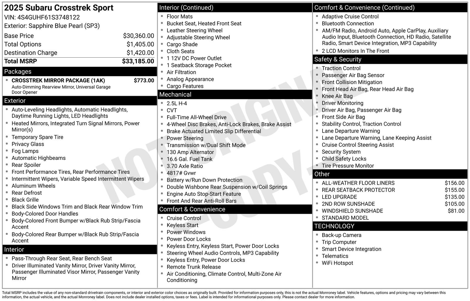 Certified 2025 Subaru Crosstrek 2.5i Sport w/ Crosstrek Mirror Package AWD/4WD image 32