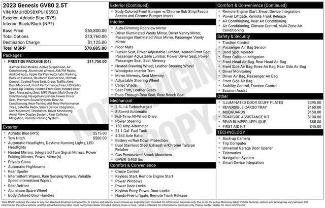 Used 2023 Genesis GV80 2.5T w/ Prestige Package image 4