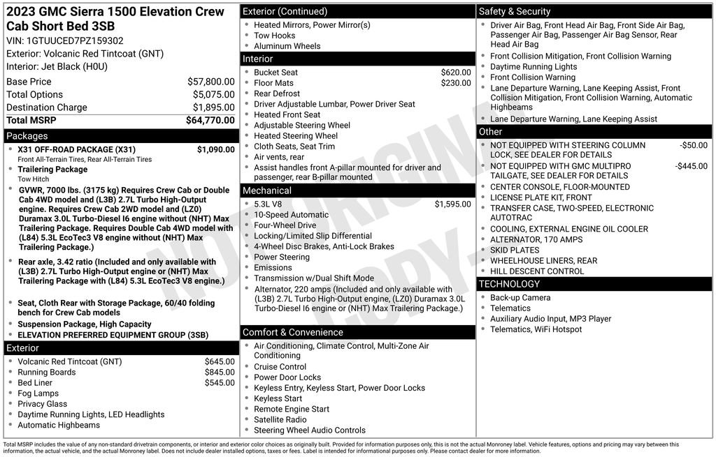 Used 2023 GMC Sierra 1500 Elevation w/ X31 Off-Road Package image 2