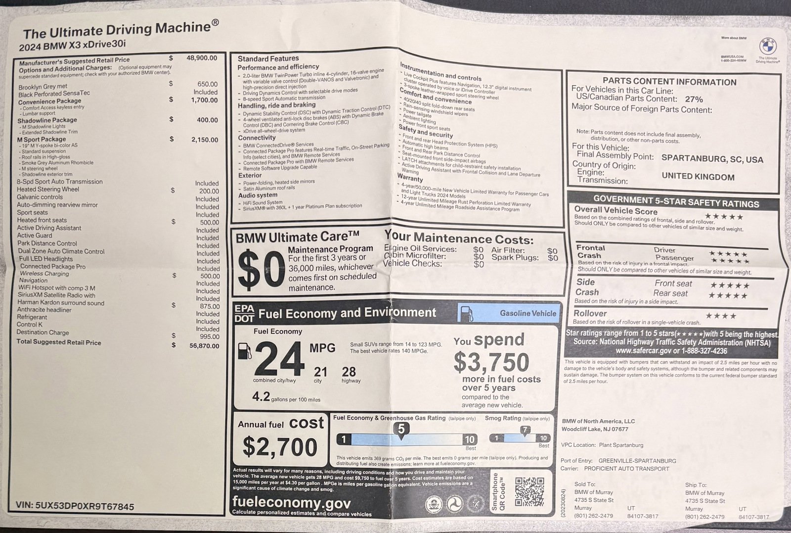 Used 2024 BMW X3 xDrive30i w/ M Sport Package image 50