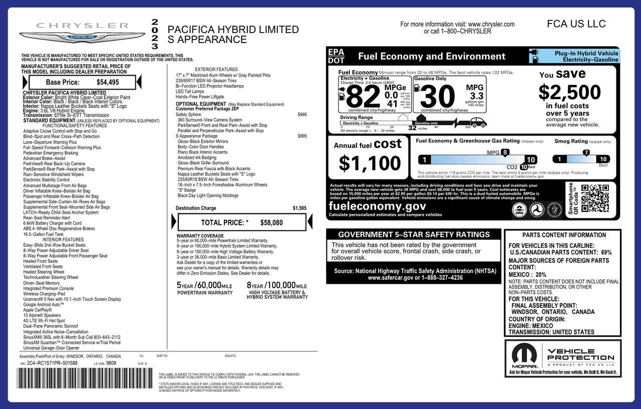 Used 2023 Chrysler Pacifica Limited w/ S Appearance Package FWD image 61