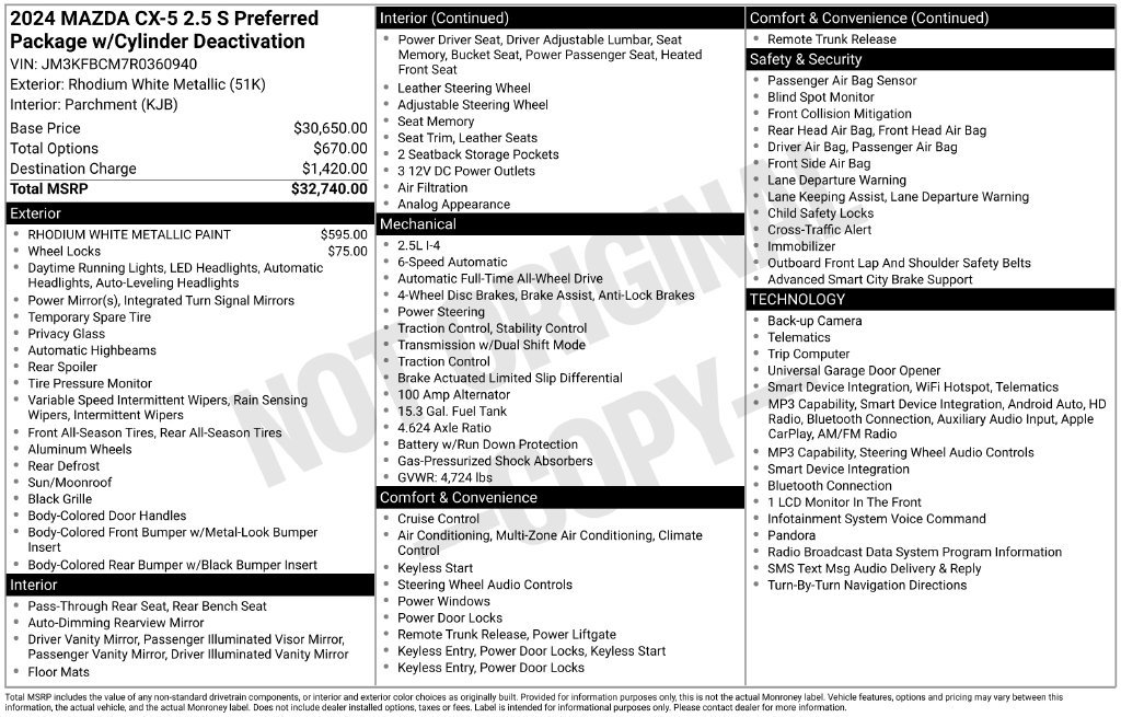 Certified 2024 MAZDA CX-5 AWD 2.5 S w/ Preferred Package image 33
