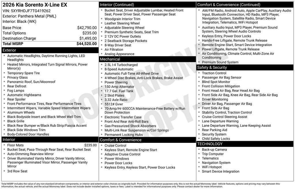 New 2026 Kia Sorento X-Line EX AWD/4WD image 4