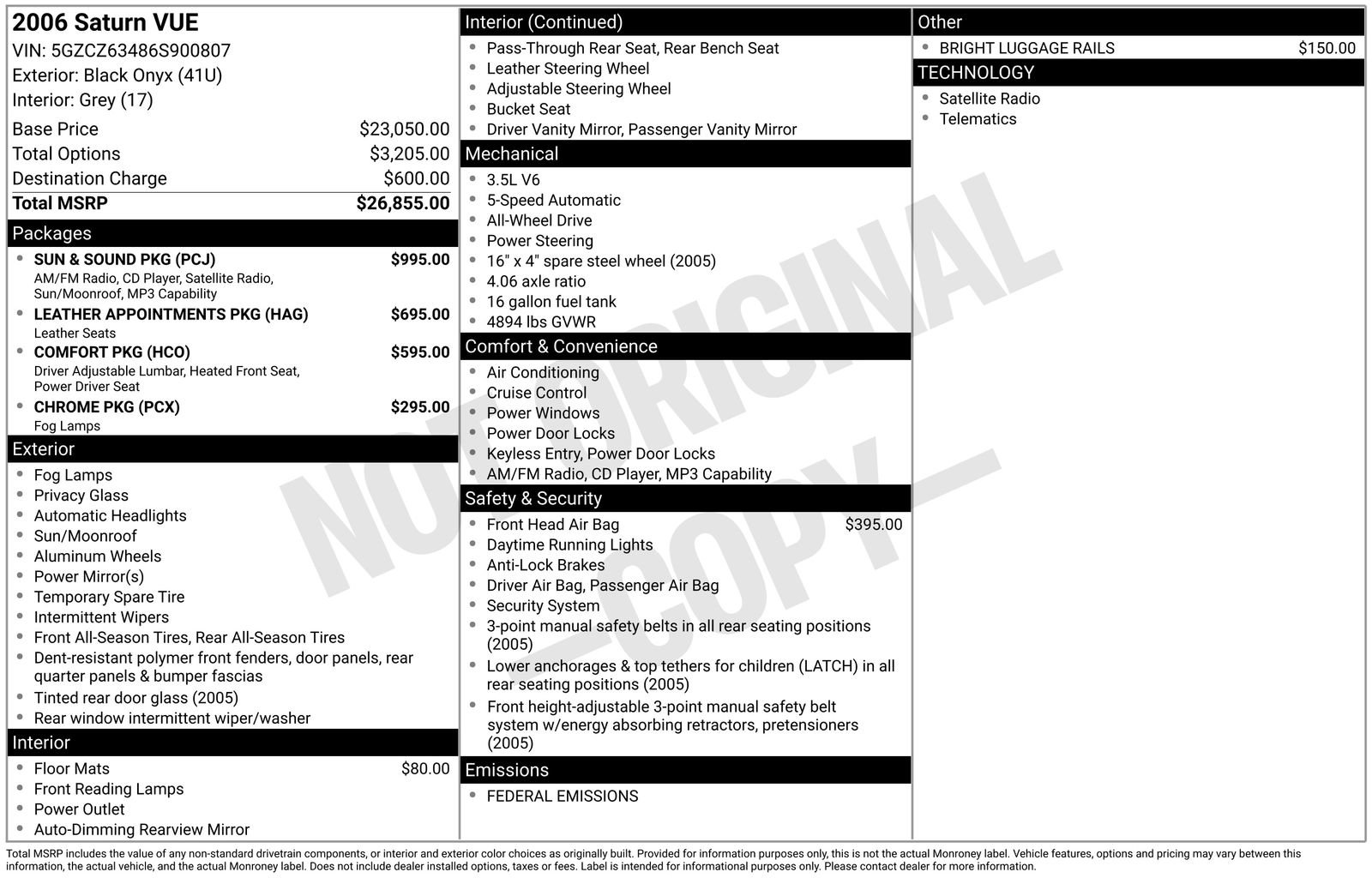 Used 2006 Saturn Vue AWD V6 w/ Sun & Sound Pkg image 7