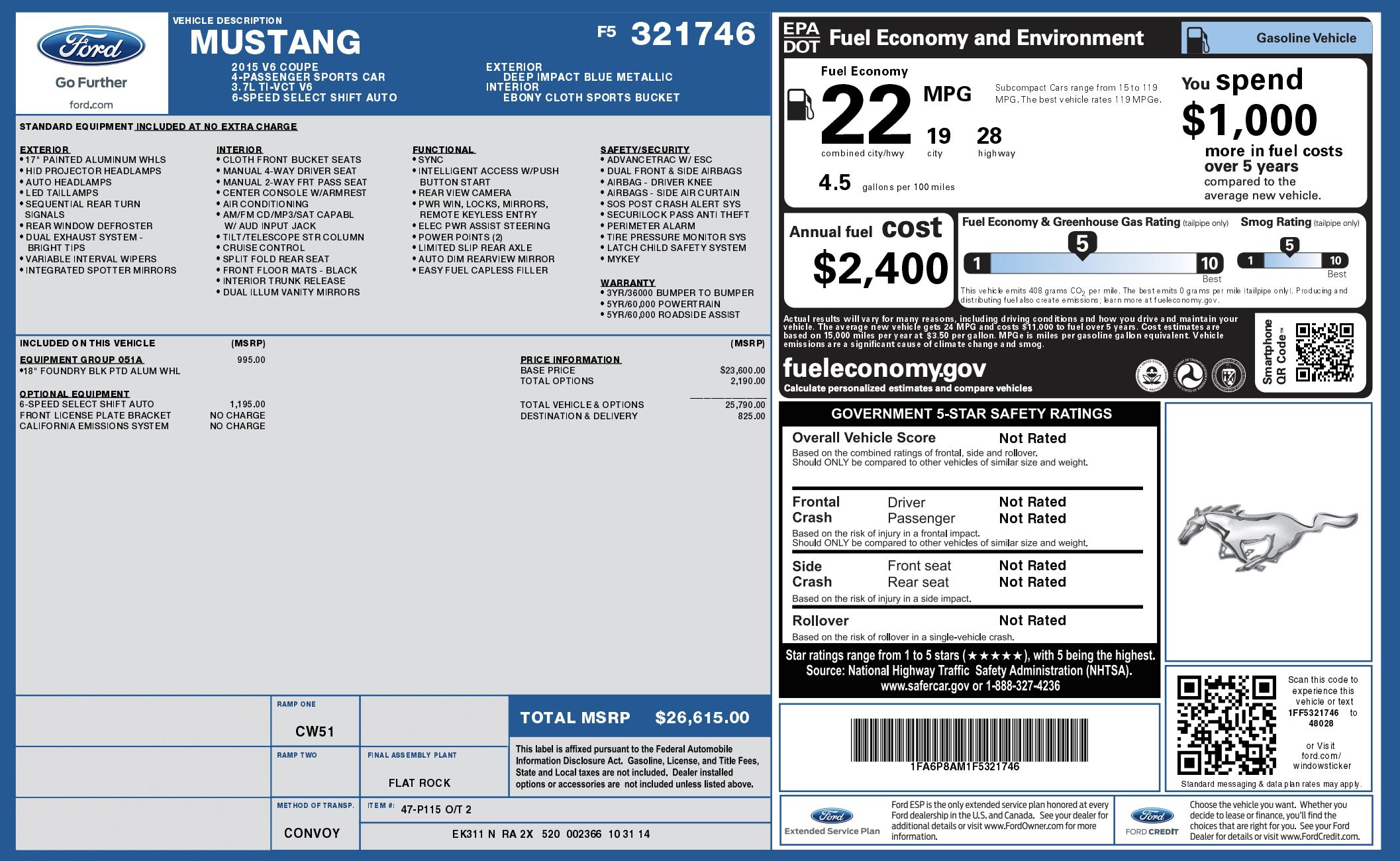 Used 2015 Ford Mustang Coupe w/ Equipment Group 051A image 5