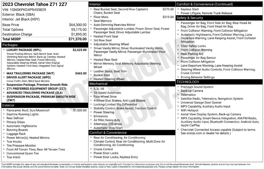 Certified 2023 Chevrolet Tahoe Z71 w/ Luxury Package AWD/4WD image 41